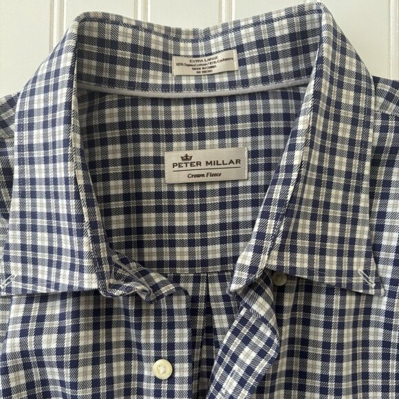 Peter Millar Crown Fleece Button Down Shirt (Sz XL) Cotton Cashmere Blend Plaid - Picture 7 of 7